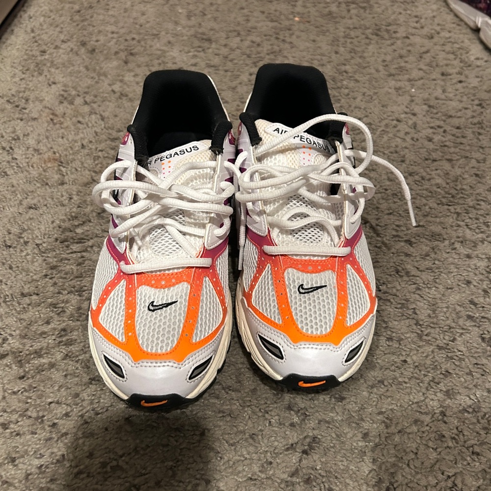 Nike Air Pegasus White and Orange Sneakers